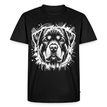 Rottweiler Portrait in Graffiti Style - Men's Premium Organic T-Shirt - black - Front - Nico (187cm)