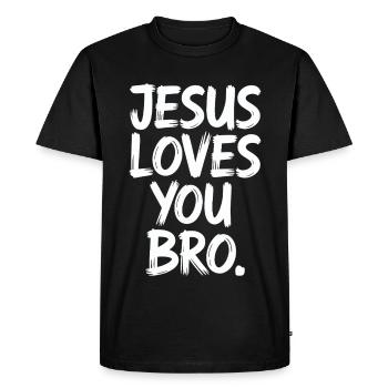 Jesus Loves You Brother Inspirational Message - Men's Premium Organic T-Shirt - black - Front - Nico (187cm)