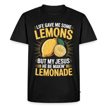 Quand la vie te donne des citrons, mon - T-shirt Premium bio Homme - noir - Devant - Nico (187cm)