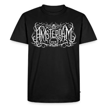 Amsterdam Heavy Metal Headbanger Typographie - T-shirt Premium bio Homme - noir - Devant - Nico (187cm)