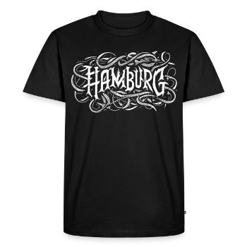 Typographie des headbangers heavy metal de Hambourg - T-shirt Premium bio Homme - noir - Devant - Nico (187cm)