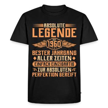 65e anniversaire - Légende depuis 1960 - T-shirt Premium bio Homme - noir - Devant - Nico (187cm)