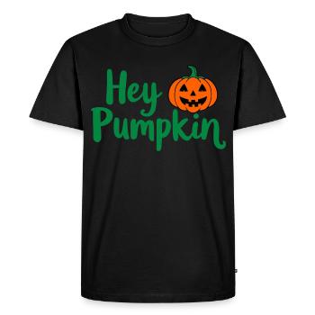 Hey Pumpkin Halloween saying - Men's Premium Organic T-Shirt - black - Front - Nico (187cm)