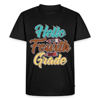 Bonjour la conception de la célébration de l’école de quatrième année - T-shirt Premium bio Homme - noir - Devant - Nico (187cm)