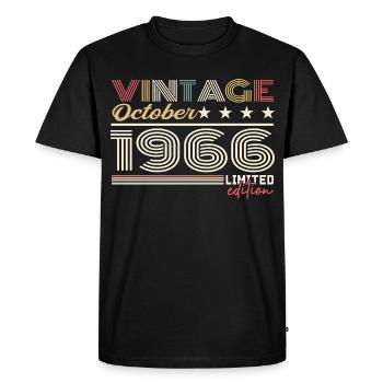 Octobre 1966 rétro anniversaire 1966 Octobre 1966  - T-shirt Premium bio Homme - noir - Devant - Nico (187cm)