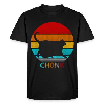 Sunset Chonk Cat – Cute Fat Cat Lover T-Shirt - Men's Premium Organic T-Shirt - black - Front - Nico (187cm)