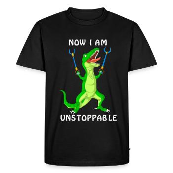 Dinosaur Now I’m Unstoppable Funny Prehistoric - Men's Premium Organic T-Shirt - black - Front - Nico (187cm)