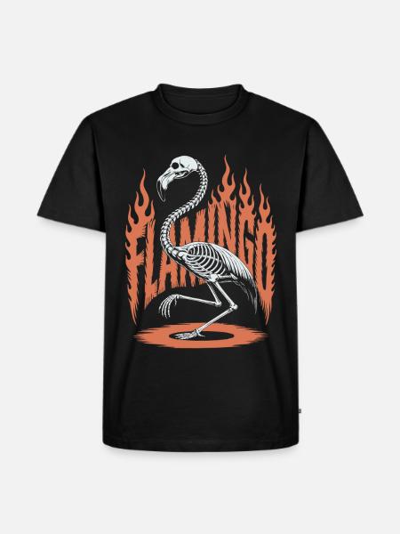 Flamingo Flames Skeleton Halloween - Men's Premium Organic T-Shirt - black