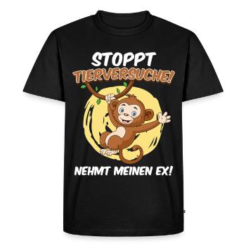 Bien-être animal STOP AUX TESTS SUR LES ANIMAUX PRENEZ MON EX - T-shirt Premium bio Homme - noir - Devant - Nico (187cm)