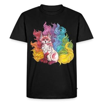 Manga Rainbow Kitsune Mythical Fox Gift - T-shirt Premium bio Homme - noir - Devant - Nico (187cm)
