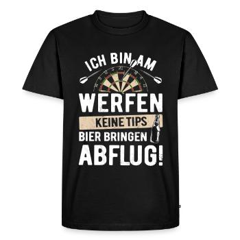 Fléchettes - Je lance, pas de pourboire, apporte de la bière - T-shirt Premium bio Homme - noir - Devant - Nico (187cm)