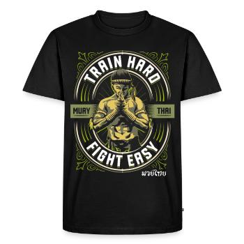 Muay Thai - Entraînez-vous dur, combattez facilement - T-shirt Premium bio Homme - noir - Devant - Nico (187cm)