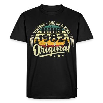 Cadeau Anniversaire Octobre 1982 - T-shirt Premium bio Homme - noir - Devant - Nico (187cm)