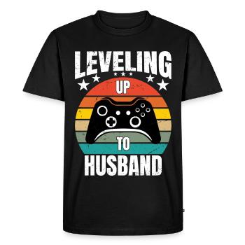 Gaming Gamer Leveling Up To Husband - Men's Premium Organic T-Shirt - black - Front - Nico (187cm)