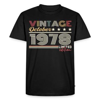 Octobre 1978 rétro anniversaire 1978 Octobre 1978  - T-shirt Premium bio Homme - noir - Devant - Nico (187cm)