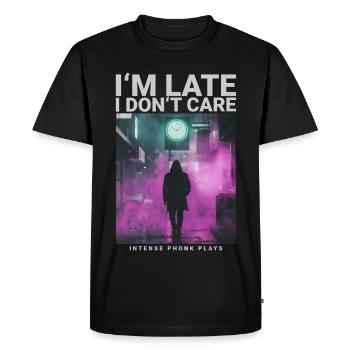 In the Late I Dont Care watch streetwear style - Men's Premium Organic T-Shirt - black - Front - Nico (187cm)