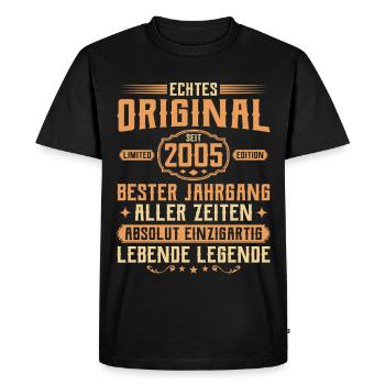 Véritable original depuis 2005 - 20e anniversaire - T-shirt Premium bio Homme - noir - Devant - Nico (187cm)