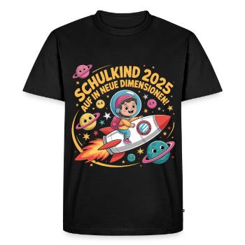 School Child 2025 Space Planet Boys School Enrollment - Men's Premium Organic T-Shirt - black - Front - Nico (187cm)