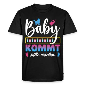 Bientôt maman BÉBÉ ARRIVE S'IL VOUS PLAÎT ATTENDEZ Drôle - T-shirt Premium bio Homme - noir - Devant - Nico (187cm)