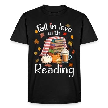 Autumn love for reading - Men's Premium Organic T-Shirt - black - Front - Nico (187cm)