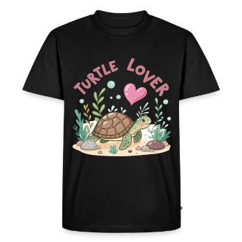 Pastel Flowered Turtle in Love - Men's Premium Organic T-Shirt - black - Front - Nico (187cm)