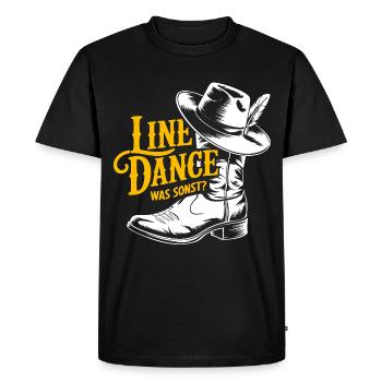 Line dance saying with cowboy hat and boots - Men's Premium Organic T-Shirt - black - Front - Nico (187cm)