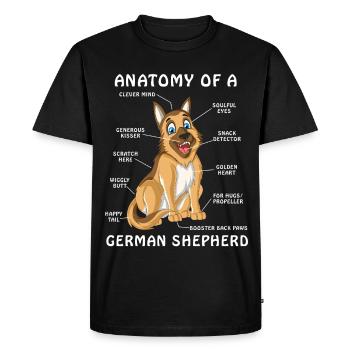 Anatomie du berger allemand - T-shirt Premium bio Homme - noir - Devant - Nico (187cm)