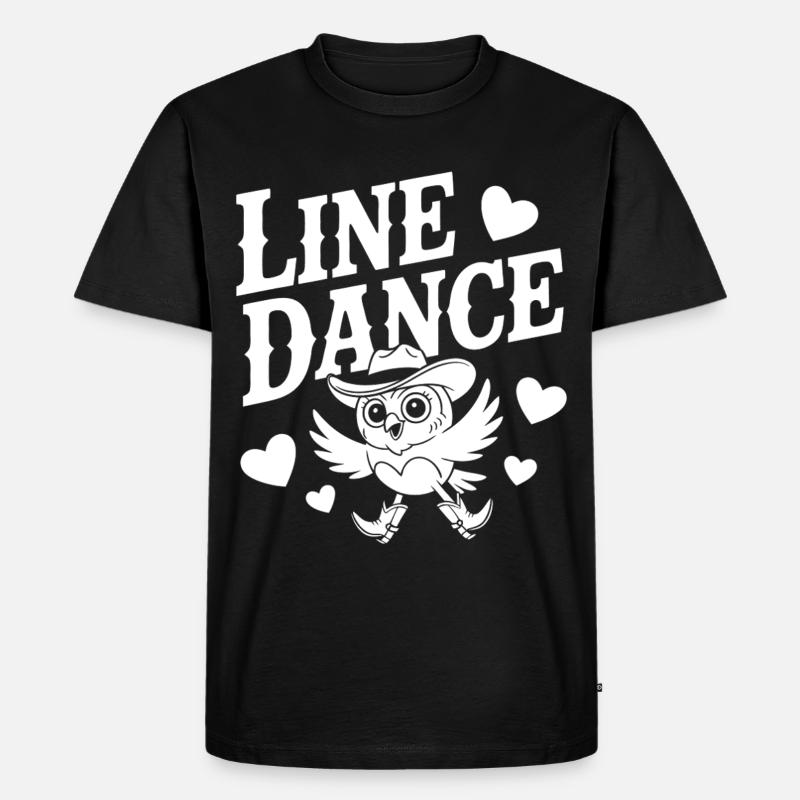Verspieltes Linedance Design mit Eule - Männer Premium Bio T-Shirt - Schwarz