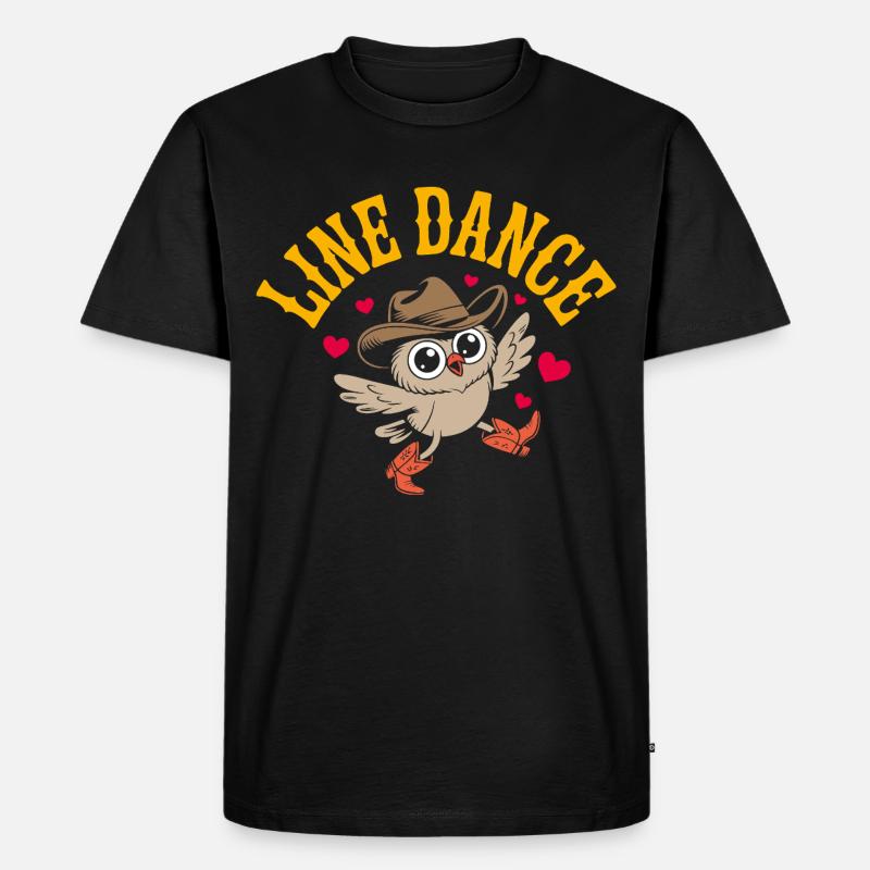 Lustige Eule beim Line Dance - Männer Premium Bio T-Shirt - Schwarz