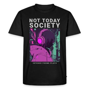 Pas aujourd’hui Société Streetwear style Phonk motif - T-shirt Premium bio Homme - noir - Devant - Nico (187cm)