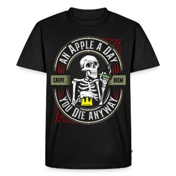 Une pomme par jour - Lustiger Spruch - T-shirt Premium bio Homme - noir - Devant - Nico (187cm)