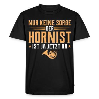 Hornist ist ja jetzt da - Horn Musiker - Men's Premium Organic T-Shirt - black - Front - Nico (187cm)