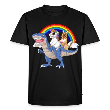 German Shepherd Unicorn Adventure - Men's Premium Organic T-Shirt - black - Front - Nico (187cm)