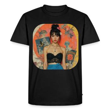 Retro Collage T-Shirt Design - Men's Premium Organic T-Shirt - black - Front - Nico (187cm)