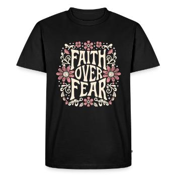 Une fille chrétienne cite la foi sur la peur rose vintage - T-shirt Premium bio Homme - noir - Devant - Nico (187cm)