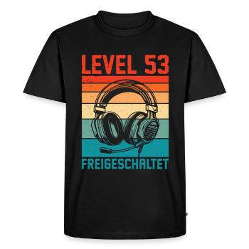 53rd Birthday Men Gamer Level 53 Unlocked - Men's Premium Organic T-Shirt - black - Front - Nico (187cm)