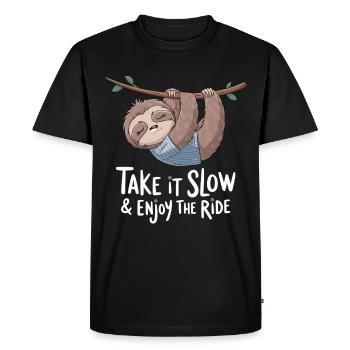 Paresseuse détendue : allez-y doucement et profitez-en - T-shirt Premium bio Homme - noir - Devant - Nico (187cm)