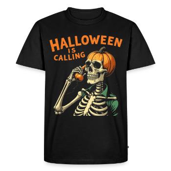 Halloween Skull with Pumpkin - Men's Premium Organic T-Shirt - black - Front - Nico (187cm)