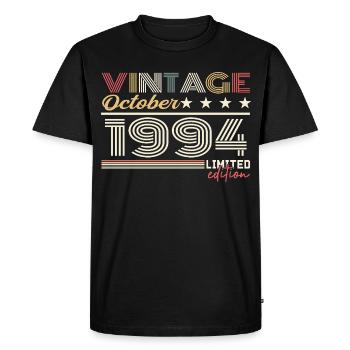 Octobre 1994 rétro anniversaire 1994 Octobre 1994  - T-shirt Premium bio Homme - noir - Devant - Nico (187cm)