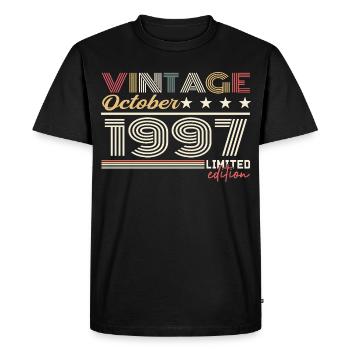 October 1997 Retro Anniversary 1997 October 1997 - Men's Premium Organic T-Shirt - black - Front - Nico (187cm)