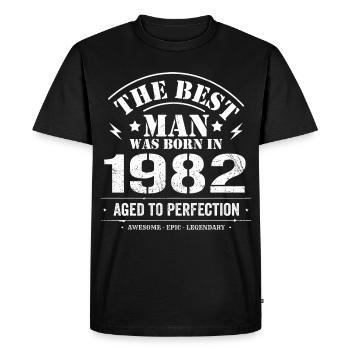 Born in 1982 Birthday 1982 - 43 Years Retro - Men's Premium Organic T-Shirt - black - Front - Nico (187cm)