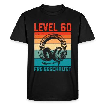 Joueur de niveau 60 débloqué pour les hommes du 60e anniversaire - T-shirt Premium bio Homme - noir - Devant - Nico (187cm)