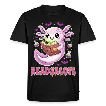 Halloween Readsalotl Axolotl Lecture - T-shirt Premium bio Homme - noir - Devant - Nico (187cm)