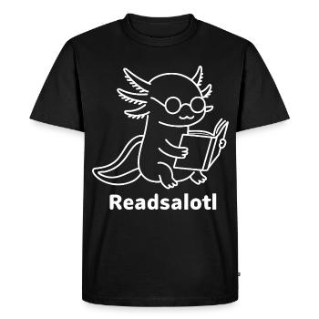 Lineart Readsalotl Axolotl Lecture - T-shirt Premium bio Homme - noir - Devant - Nico (187cm)