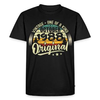 Cadeau Anniversaire Octobre 1988 - T-shirt Premium bio Homme - noir - Devant - Nico (187cm)