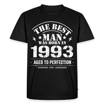 Born in 1993 Birthday 1993 - 32 Years Retro - Men's Premium Organic T-Shirt - black - Front - Nico (187cm)