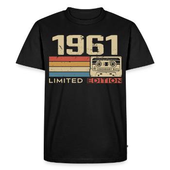 Légendes 1961 Millésime 1961 Jubilé 1961 vintage  - T-shirt Premium bio Homme - noir - Devant - Nico (187cm)