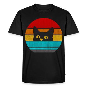 Retro Vintage Cat Hiding - T-shirt mignon pour les amoureux des chats - T-shirt Premium bio Homme - noir - Devant - Nico (187cm)