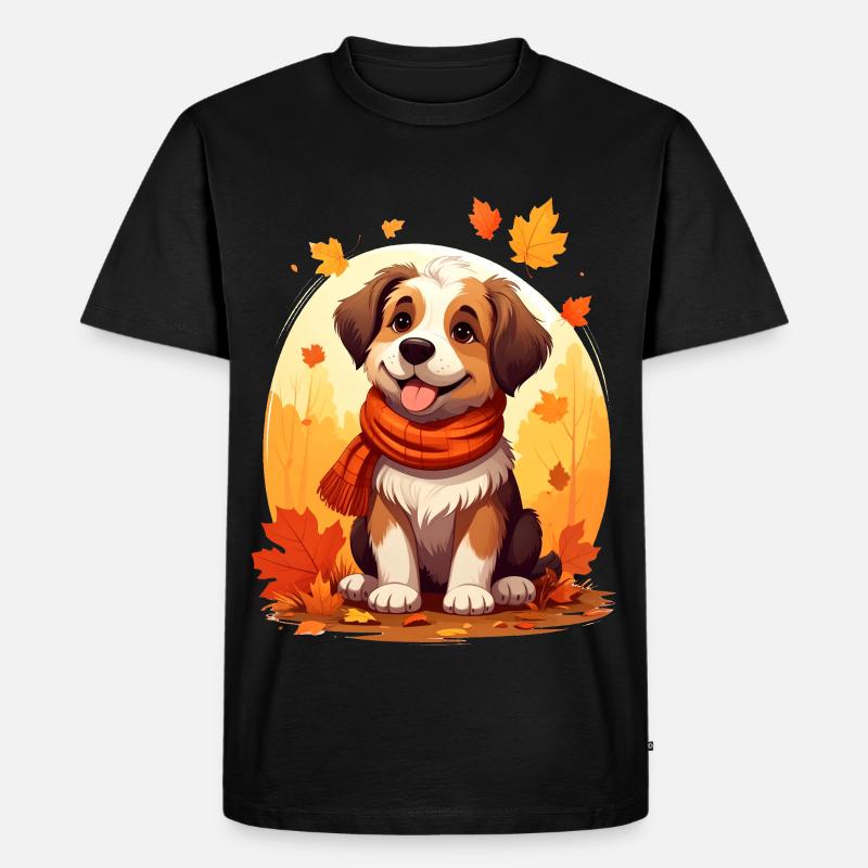 Hund im Herbst - Männer Premium Bio T-Shirt - Schwarz