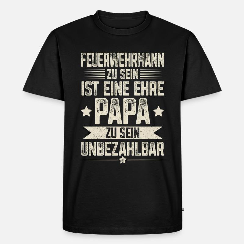 Feuerwehrmann Papa - Männer Premium Bio T-Shirt - Schwarz